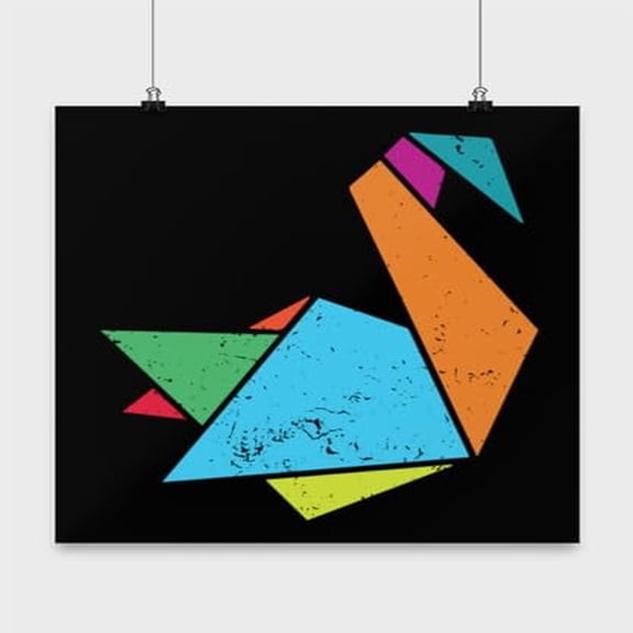 Colored Swan Origami Art - Hobbyists & Art Lovers - 13x13 Poster Print