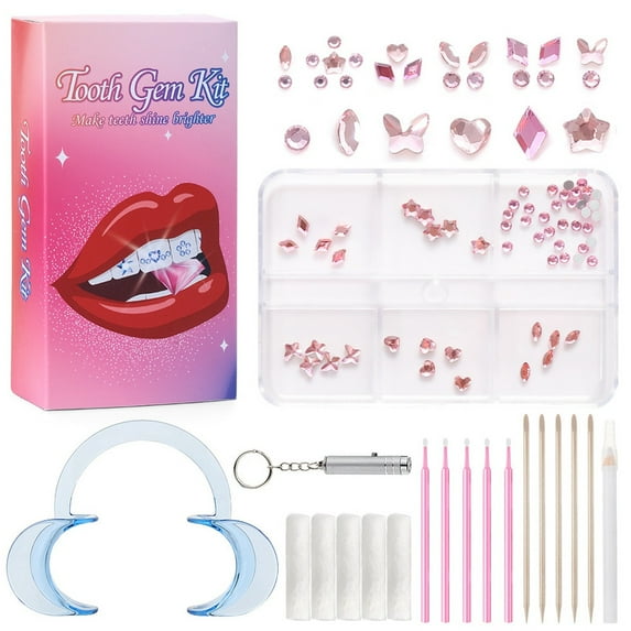 Colored Teeth Decoration Inlay DIY Tool Set Various Models Beauty Sticker Grid Design Kit