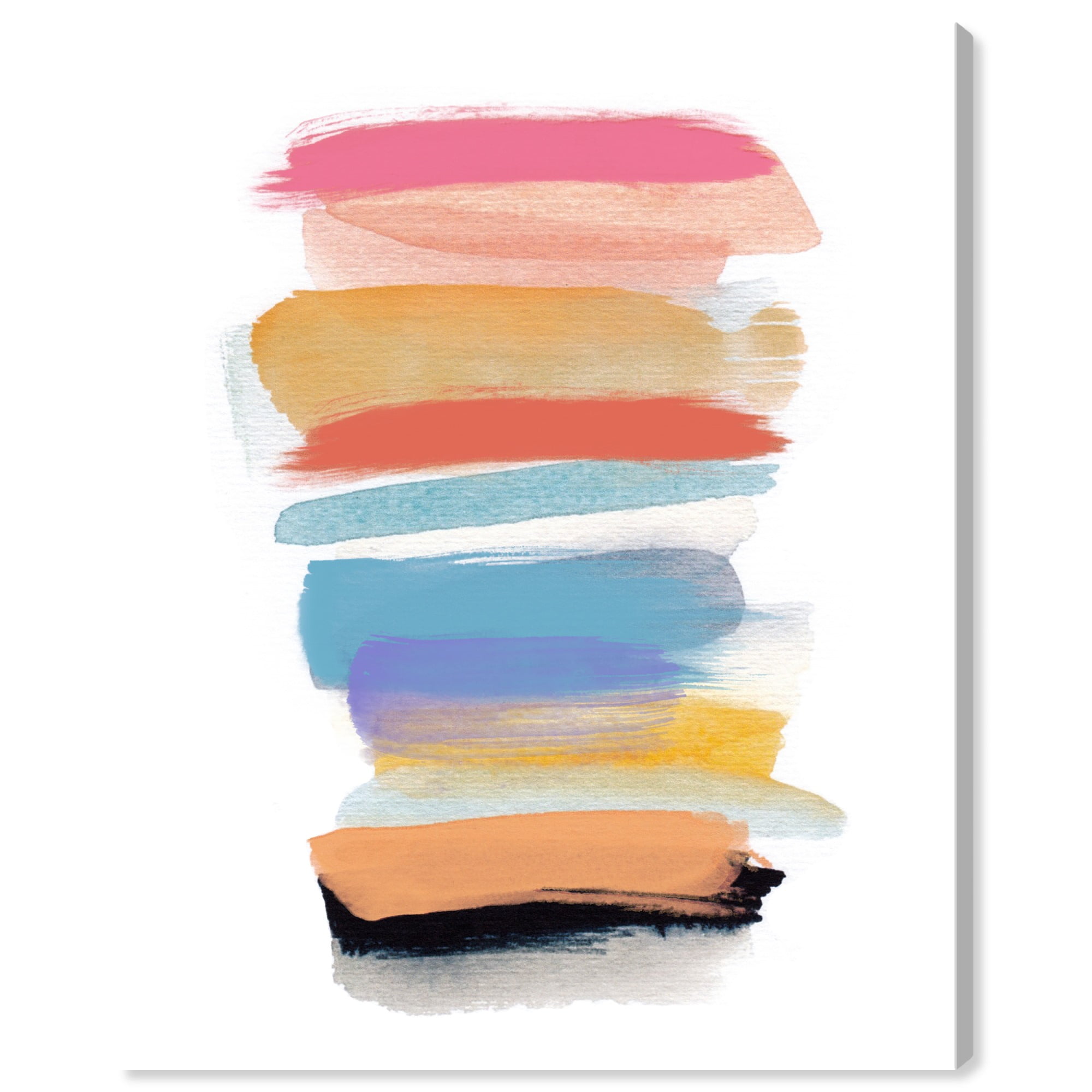Colorful Abstract Brushstrokes Canvas Art in Pastel Shades