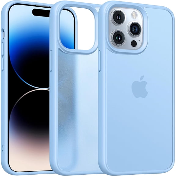 Colored Transluscent for iPhone 14 Pro Max Case, Sleek Retro Design, German Quality Standard Certified, 12FT Military-Grade Protection, Slim Matte Hard Back Case 6.7-inch, Sierra Blue