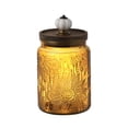 thumbnail image 1 of Colored Vintage Glass Jar,Embossed Kitchen Canister with Pumpkin Knob Lid for Sugar,Coffee,Candy,Grain Storage,Textured Glass Airtight Food Storage Container,Yellow, 1 of 7