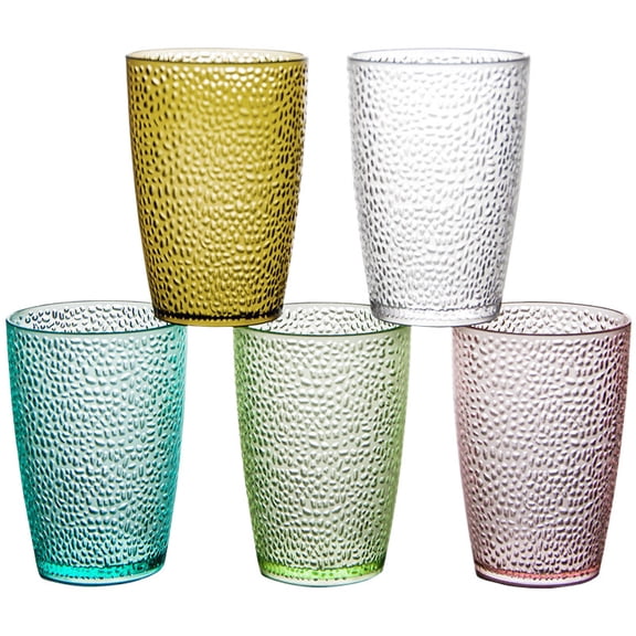 Colored Vintage Hobnail Drinking Glasses Set – 10oz Embossed Water Tumblers, Ideal for Water, Beverages, Juice, Beer, Whiskey & Cocktails(RL 5 PCS)
