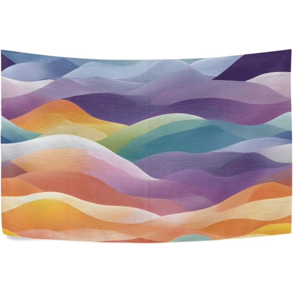 Colored Wave Printed Tapestry Wall Hanging Horizontal Wall Decor for Living Room and Bedroom 90 x 60 Inch