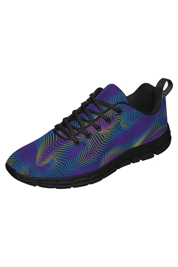 Colored Waves Shoes for Men Women Running Sneakers Breathable Casual Sport Tennis Shoes Gift for Him Her Black Size 5