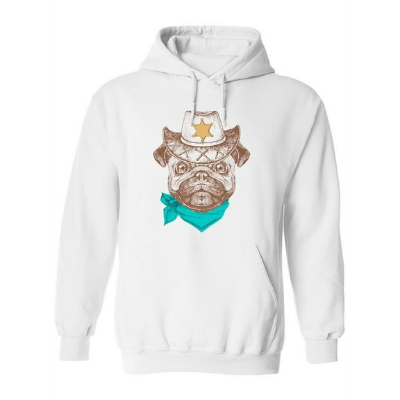 Colored Western Pug. Hoodie Women -Image by Shutterstock, Female Large