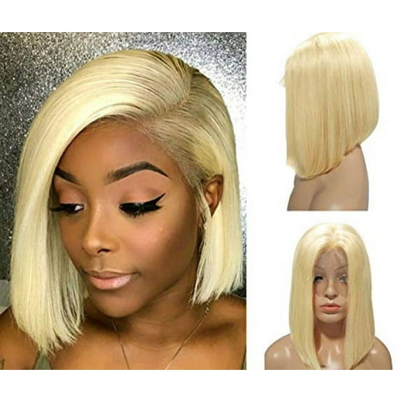 Colored Wigs 613 Blonde Bob Wigs Lace Front Wigs Human Hair 13x4 Lace Front Wigs Brazilian Virgin Hair Short Straight Bob Wigs 14inch