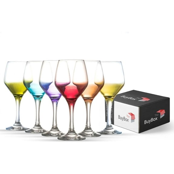 Colored Wine Glasses, Champagne, Cocktail, Martini, Coupe Glasses, Aperol Spritz Glasses, Long Stem Glassware Set of 6 (11oz/330ml)