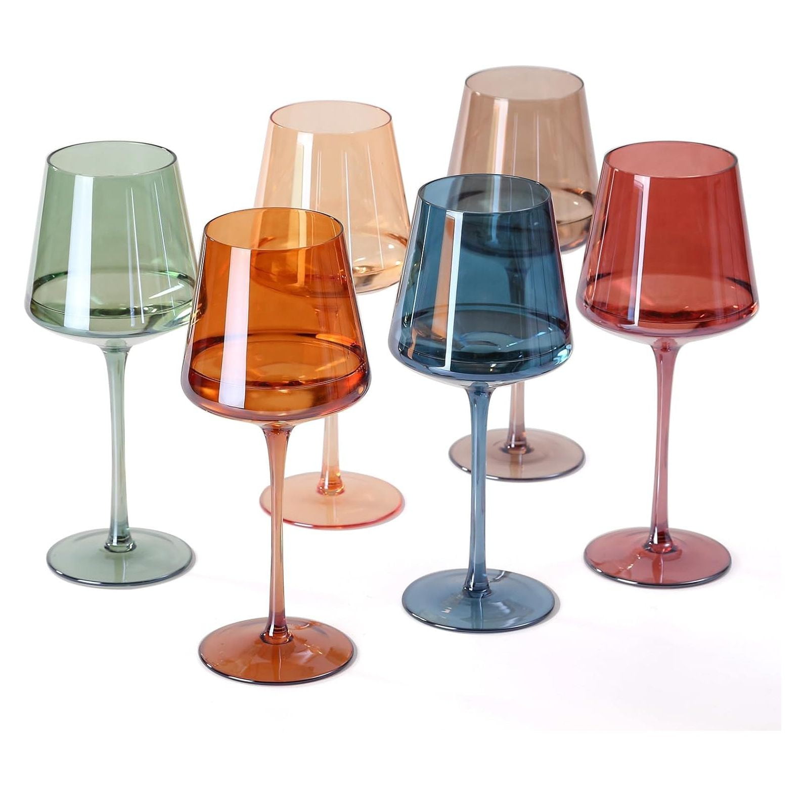 Colored Wine Glasses Set of 616oz Multi Colored Square Wine Glasses