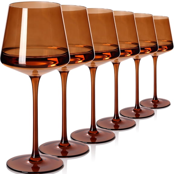 Colored Wine Glasses Set of 6-18oz【Hand Blown】Crystal Colorful Wine Glasses with Stem-Muticolor Wine Glass Wedding gift set for wine lovers Red White Wine Dinner