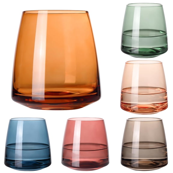 Colored Wine Glasses Set of 6-18oz【Hand Blown】Crystal Colorful Wine Glasses with Stem-Muticolor Wine Glass Wedding gift set for wine lovers Red White Wine Dinner