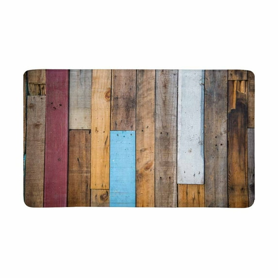Colored Wood Wall Rustic Planks Barn Doormat Non Slip Indoor/Outdoor Door Mat Floor Mat Home Decor, Entrance Rug Rubber Backing 23.6"(L) x 15.7"(W)
