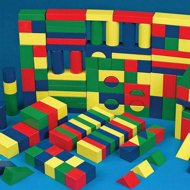 Colored Wooden Block Set, Set of 65