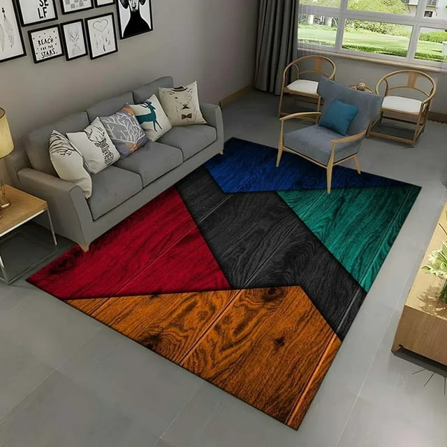 Colored Wooden Boards Carpet Wood Area Rugs Creative Home Bedroom r