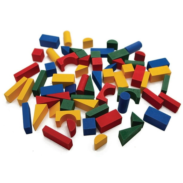 Colored Wooden Building Block Set (Set of 65)