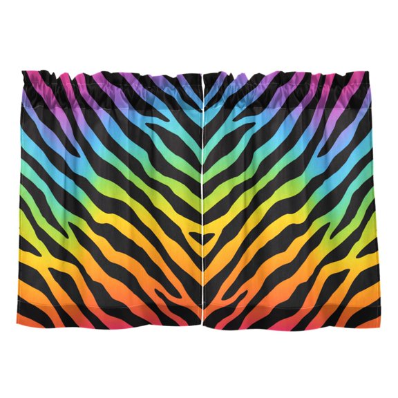 Colored Zebra Pattern Tier Curtains Tier Kitchen Living Room Bedroom Balcony 2 Panels 27x24 Inch