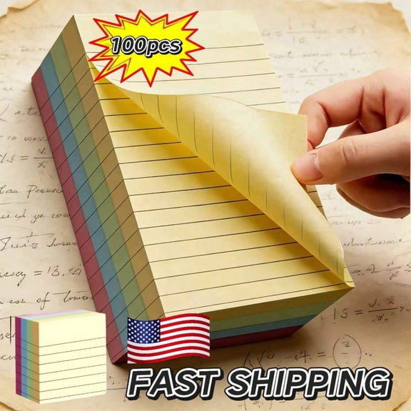 [Colored sticky notes] 4-Color 100-Page Sticky Notes | Creative Memo Pad, Tear-Off Notepad | Office & Home, Space-Saving, Super Practical