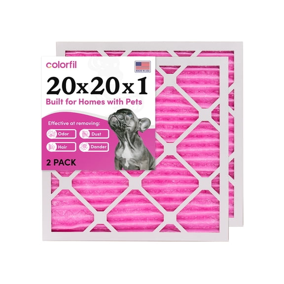 Colorfil 20x20x1 Odor Removal and Color Changing Pleated AC Furnace Air Filter, MERV 8 (2-Pack)