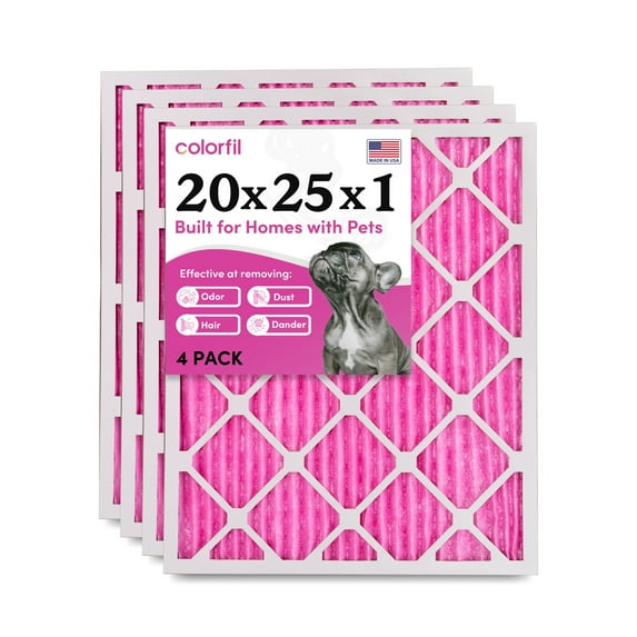 Colorfil 20x25x1 Odor Removal and Color Changing Pleated AC Furnace Air Filter, MERV 8 (4-Pack)