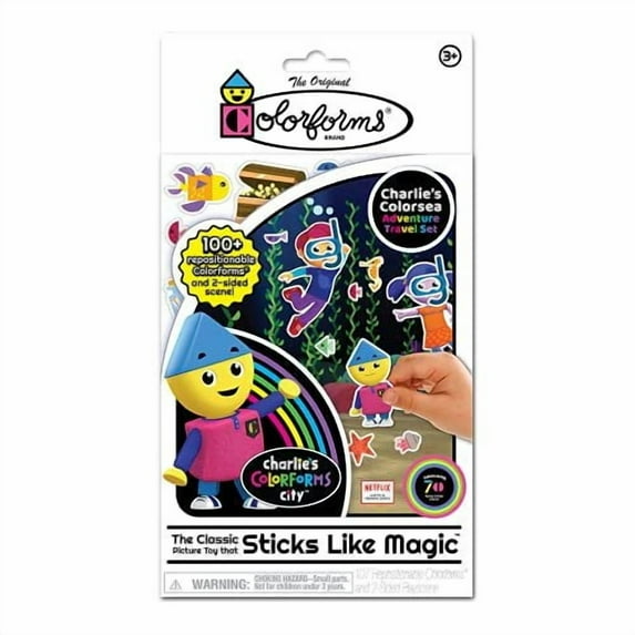 Colorforms - Charlie's Colorforms Travel Set - Reusable Sticker Book, Ages 3+