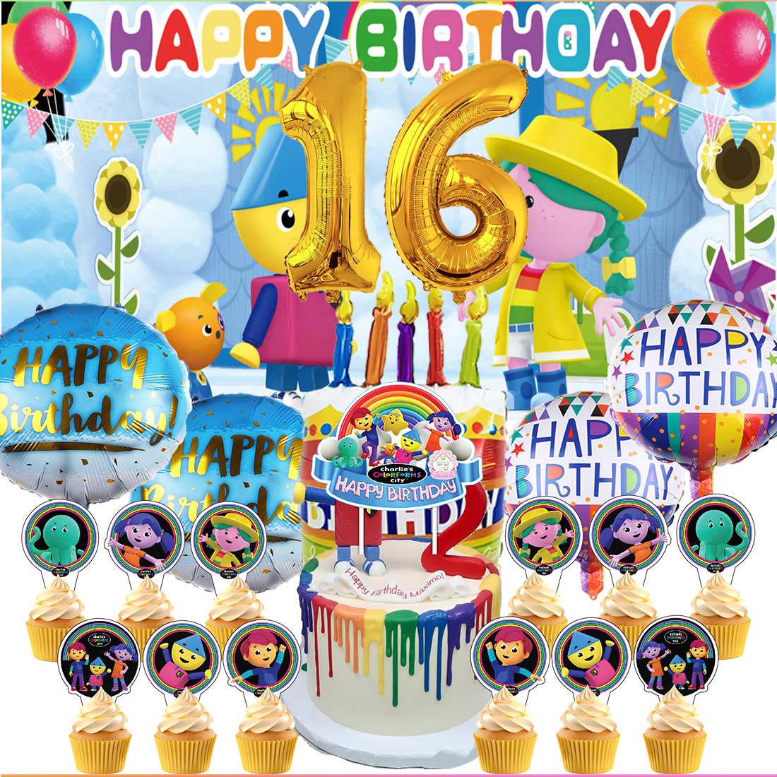 Colorforms City of Charlie Party Supplies Decor 16th Kit Balloons ...