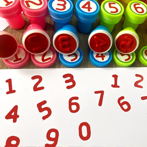 Colorful 0-9 Number Reward Stamps - Durable Motivational Seals for Classroom, Office & Home Use