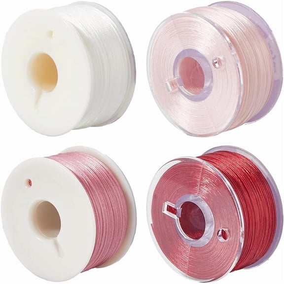 Colorful 1 Box 4 Rolls 0.1mm Polyester Beading Thread Seed Bead String Thin High Gloss Knotting Cord Weaving Silky Satin Thread for Beading Bracelets Necklace Jewelry Making DIY Crafts Accessories