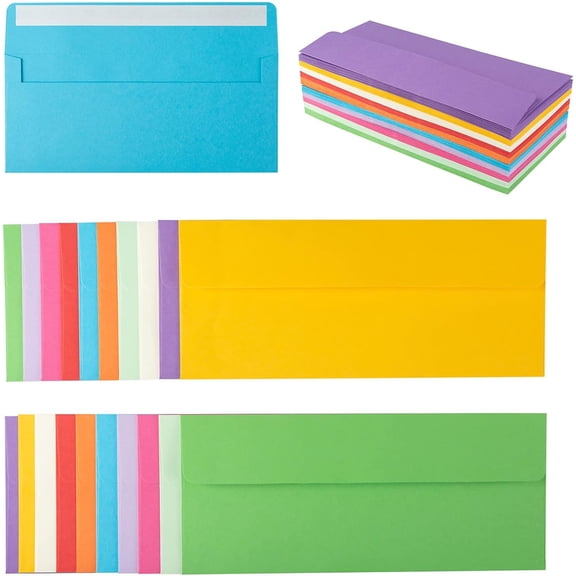 Colorful #10 Business Envelopes Self Seal for Office Checks, Business, Letter Mailing Invoices