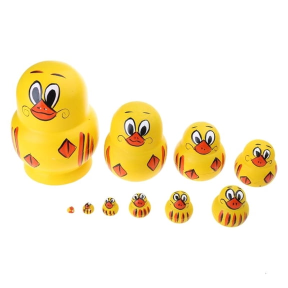 Colorful 10 Pieces Russian Duck Figures Beautifully Crafted Wood Artwork Funny Miniatures Gift for Art Enthusiasts
