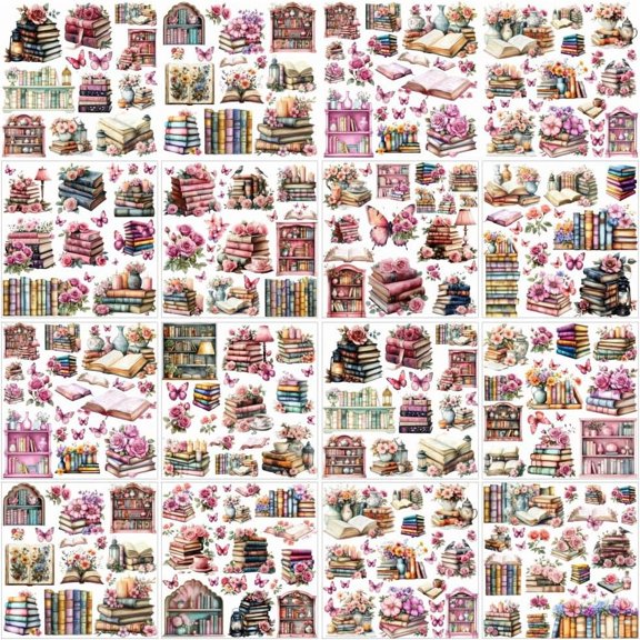 Colorful 12 Sheets Rub on Transfers for Crafts and Furniture 12 Styles Vintage Book Flower Rub on Transfer Stickers PVC Rub On Decals for DIY Home Window Craft Decor 5.5x5.5 Inch