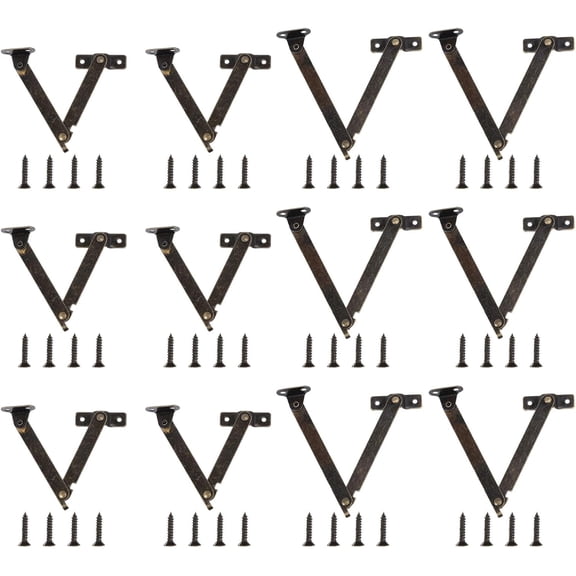 Colorful 12Pcs 2 Sizes Bronze Lid Folding Support Hinges Folding Lift Up Stay Hinge Furniture Support Stay Hinge for Furniture Wooden Boxes Jewelry Case