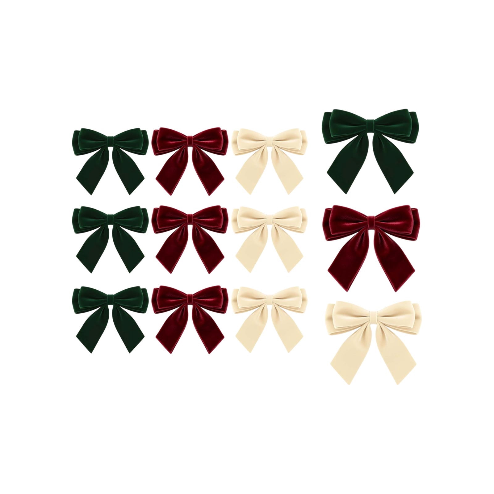 Colorful 12Pcs Velvet Bow Decorations With Flock Material, Three ...