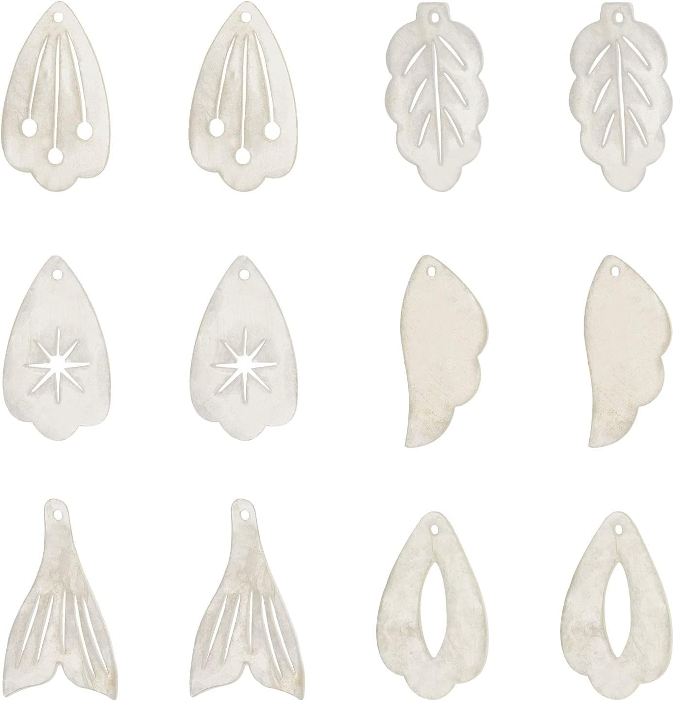 Colorful 12pcs 6 Styles Linen Natural Capiz Shell Pendants Wing ...