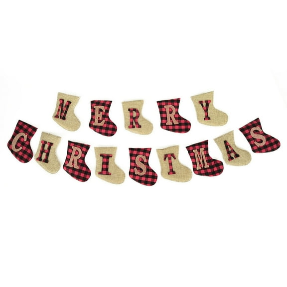 Colorful 14-Piece Christmas Stocking Bunting Flag Garland, Colorful Xmas Party Decor For Home Wall, 114 Inch Long String