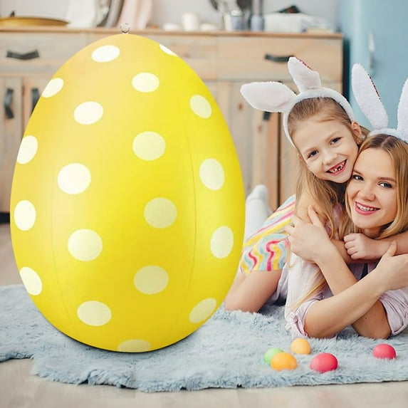 Colorful 16-Inch Inflatable Easter Eggs (6-Pack) - Outdoor Yard Decorations for Kids, Garden Party, Easter Egg Hunt - PVC Material, Easy to Inflate