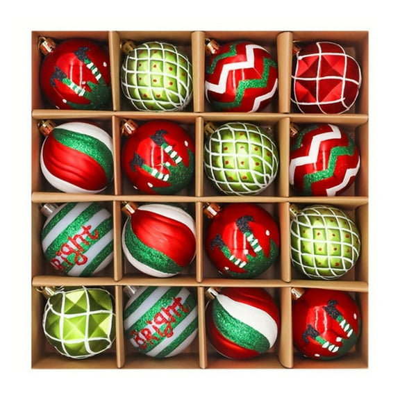 Colorful 16-Piece 6Cm Christmas Glitter Ball Ornament Set, Plastic Blow Molded Shiny Irregular Shape Xmas Tree Decor