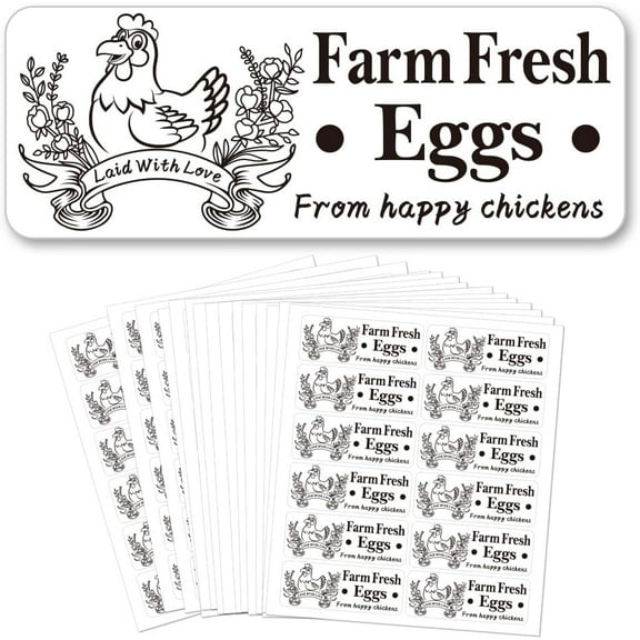 Colorful 180 Pcs Farm Fresh Eggs Sticker 1x2.64 Inch(2.5x6.7cm) Unwashed Egg Carton Labels PET Adhesive Egg Packaging Stickers for Box Container Carton Farm Supplies