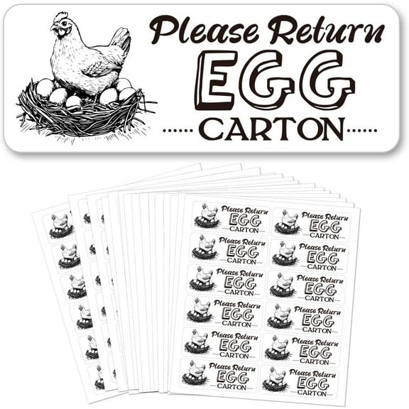 Colorful 180 Pcs Please Return Egg Carton Labels 1x2.64 Inch(2.5x6.7cm) Farm Fresh Eggs Sticker PET Adhesive Egg Packaging Stickers for Box Container Carton Farm Supplies