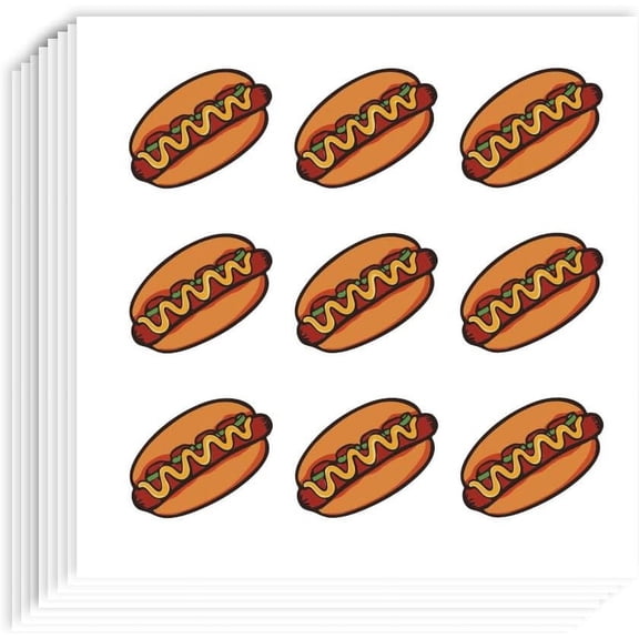 Colorful 180 Pcs Self-Adhesive Hot Dog Stickers 0.98x0.82 Inch Yellow Cartoon Hot Dog Scrapbook Stickers for Planner Calendar Gift Bags