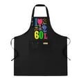 thumbnail image 1 of Colorful 2 Pack Bib Apron Set with Adjustable Straps & 2 Pockets - Bold " I ❤️ 60 L " Design with Vibrant Abstract Shapes for Cooking Kitchen Chef - Unisex Aprons for Men & Women, 1 of 6
