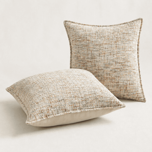 Colorful 20" x 20" Chenille Tweed Throw Pillow Covers, Pack of 2