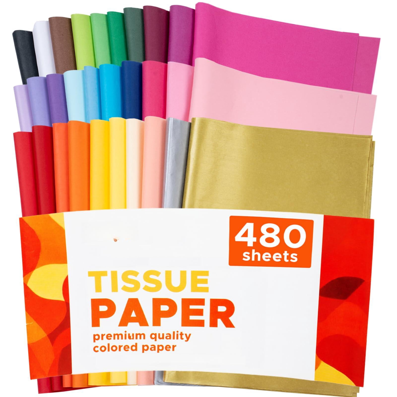 Colorful 20"x14" - 480pcs Gift Wrap Tissue, 30 Vibrant Colors Bulk Set