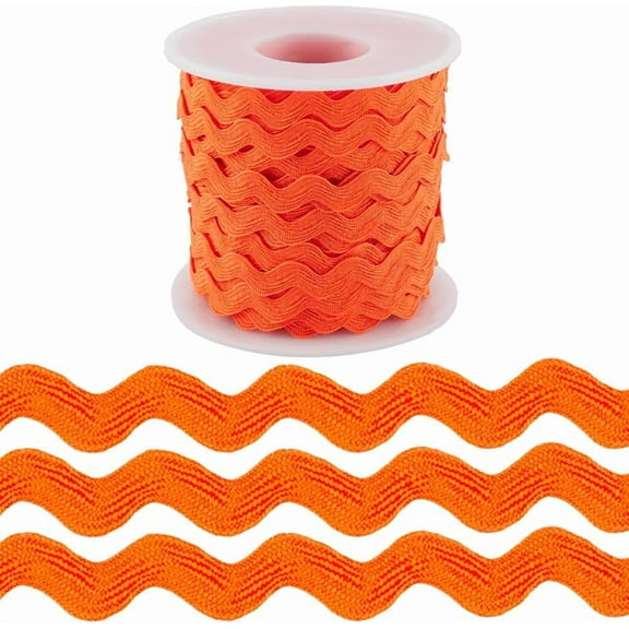 Colorful 25 Yards Rick Rack Trim 3/8 Inch RIC Rac Ribbon Christmas Orange Zig Zag Wave Bending Lace Trim S Shaped Lace Ribbon Polyester Woven Fabric with Spool for Sewing DIY Crafts