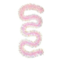 Colorful 2M Pink Christmas Tinsel Garland, Metallic, For Tree, Party, Festive Decor