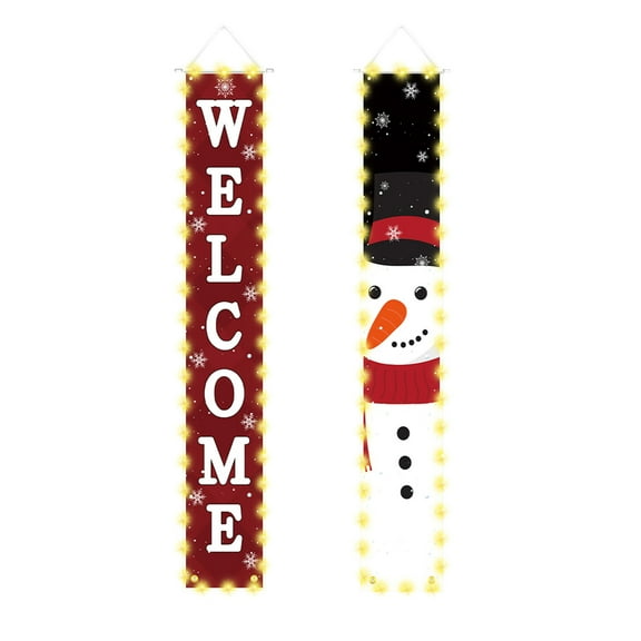 Colorful 30X180Cm Christmas Couplet With Led Lights, Illuminated Holiday Banner For Door, Wall, Party, Festive & Bright