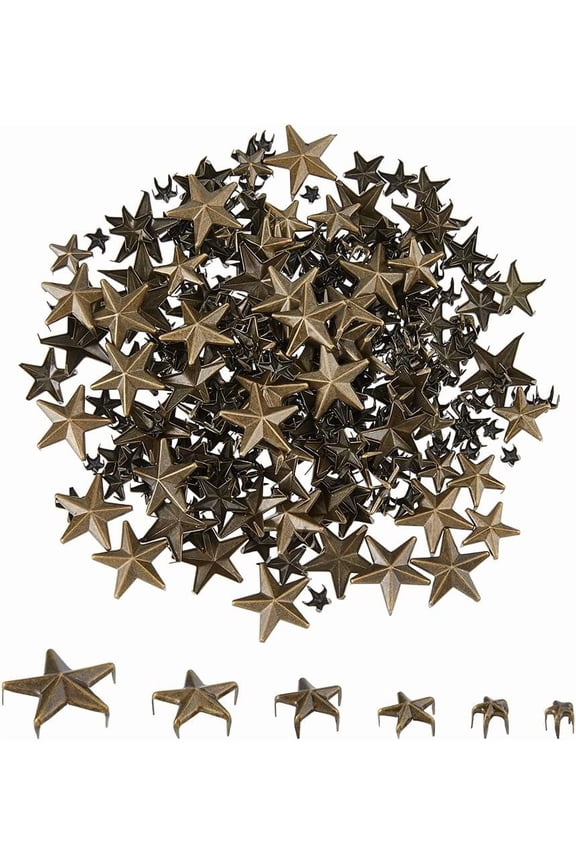 Colorful 320PCS 6 Sizes Leather Rivets Star Rivets 5mm/7mm/10mm/12mm/15mm/20mm Metal Punk Studs Rivets Leather Spikes for Clothes Bags Belts Necklace Shoes DIY Craft