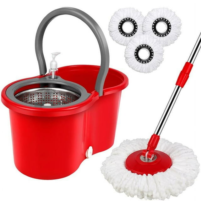 Colorful 360 Spin Mop Bucket Set Wringer System with 3 Microfiber