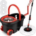 Colorful 360 Spin Mop Bucket Set Wringer System with 3 Microfiber