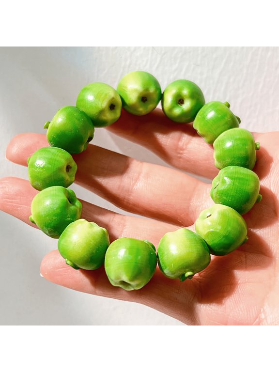 Colorful 3D Apple Beaded Bracelet, Y2K Spring Dopamine Fruit Jewelry, Minimalist Sweet Resort Accessory for Women & Girls