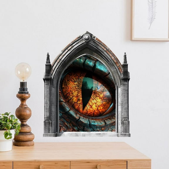 Colorful 3D Dragon's Eyes Wall Decals Dragon Wall Stickers Window Wall Art Murals Kids Room Wall Decals Peel and Stick Adhesive Sticker for Bedroom Classroom Living Room Dragon Lover
