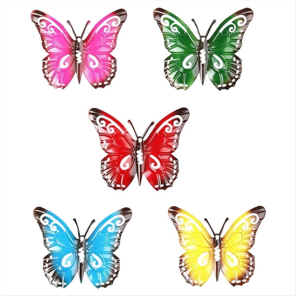 Colorful 3D Metal Butterfly Yard Decor Hollow Out Butterfly Garden Large Decorative Wall Art Fence Sculpture Ornament